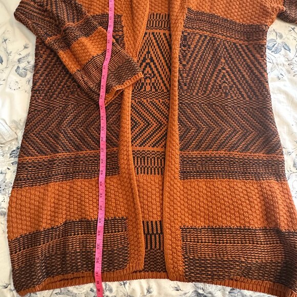 LG Lucky Brand Rust Long Cardigan - Picture 3 of 5